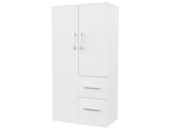 Armoire à 2 tiroirs et 2 portes, 70x40x135 cm, blanche