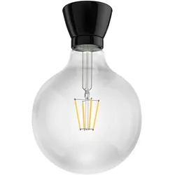 ledscom.de E27 Porzellan Lampen-Fassung MINZ, rund, schwarz, inkl. E27 Lampe (warmweiß, 7,123W, 838lm)