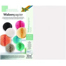 folia Wabenpapier Pastell farbsortiert 33 x 40 cm weiß