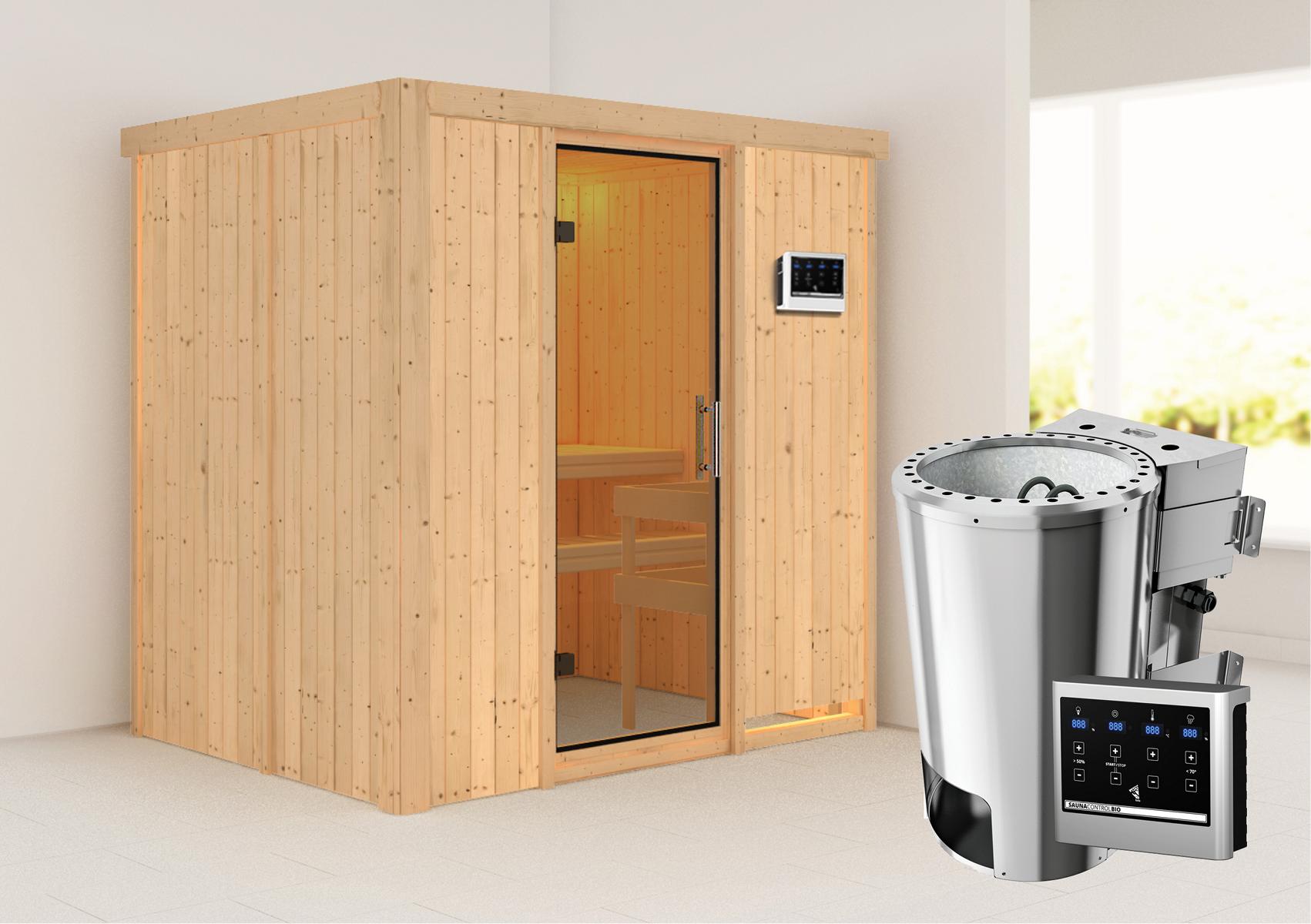 KARIBUHOLZT Sauna Fanja Front 3,6kW Bio ext. S klarglas GGT 16880013