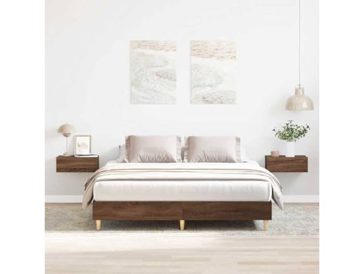 WDGJJFECNMUEHI Holzwerkstoff Lattenrost Bettgestell 140x200 cm Braun Bettgestell ohne Matratze Braun Eichen-Optik 140x200 cm Lattenrost Massivholz Stabil Schlafzimmer Bettrahmen
