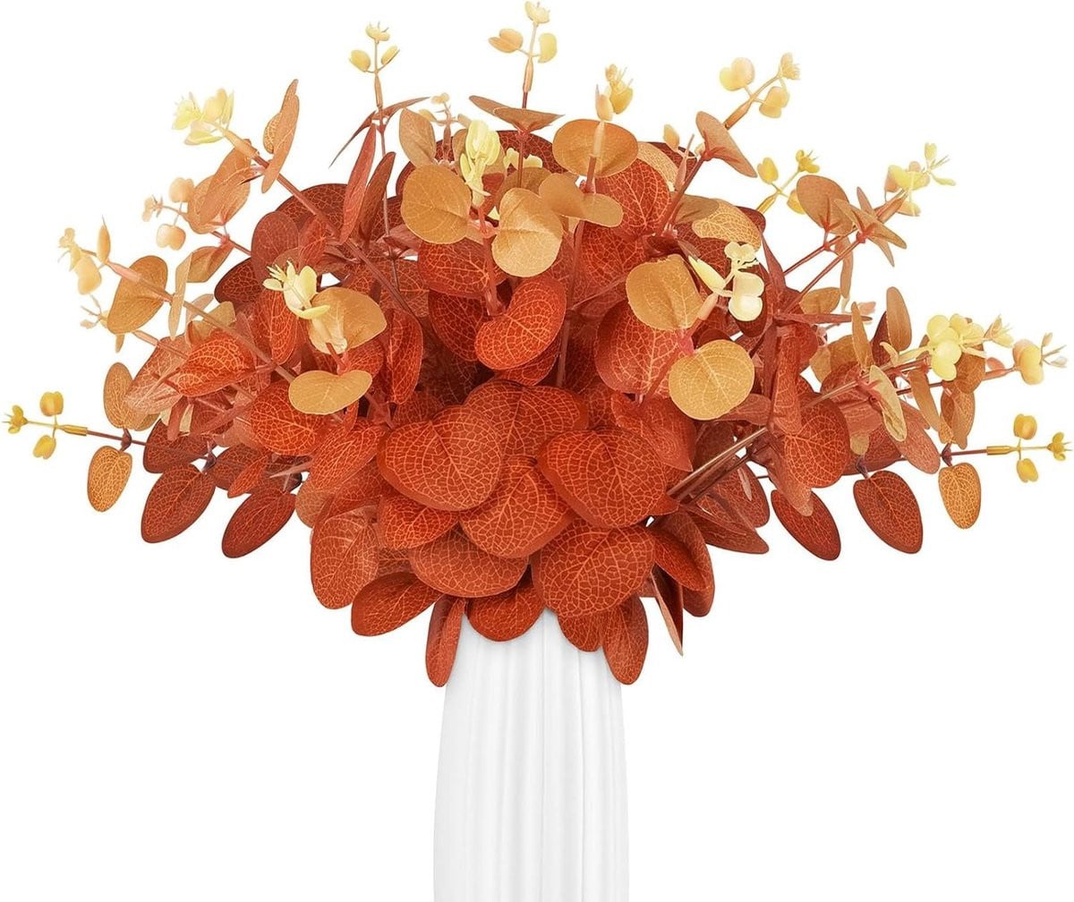 30 stuks Kunstmatige Eucalyptus Herfst Takken Rood voor Decoratie