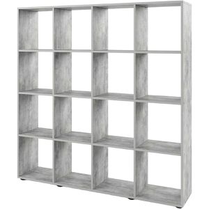 Vicco Bücherregal Karree, grau, aus Holz, 16 Fächer, 138,5 x 142,5 x 29cm
