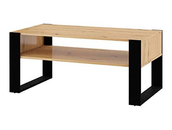 BIM Furniture Kaffeetisch Couchtisch Nuka F 110x60 cm Beistelltisch Tisch mit Regal handwerkliche Eiche schwarz