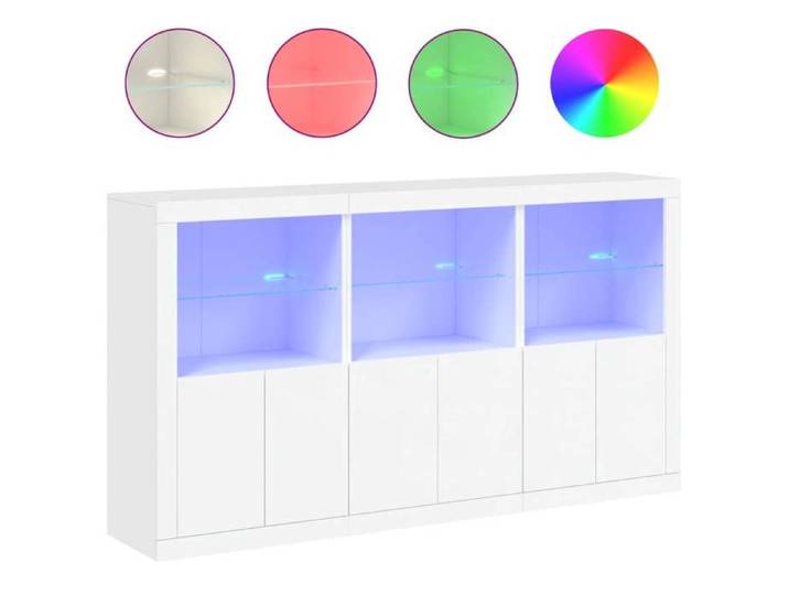 Buffet avec lumières LED-Buffet Bahut bas-Sideboard-Sideboard- blanc 181 5x37x100 cm ZLH 832392625