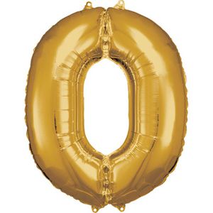 Amscan Luftballons 9906265, Riesenzahl 0, gold, Folienballon, 70 x 86 cm