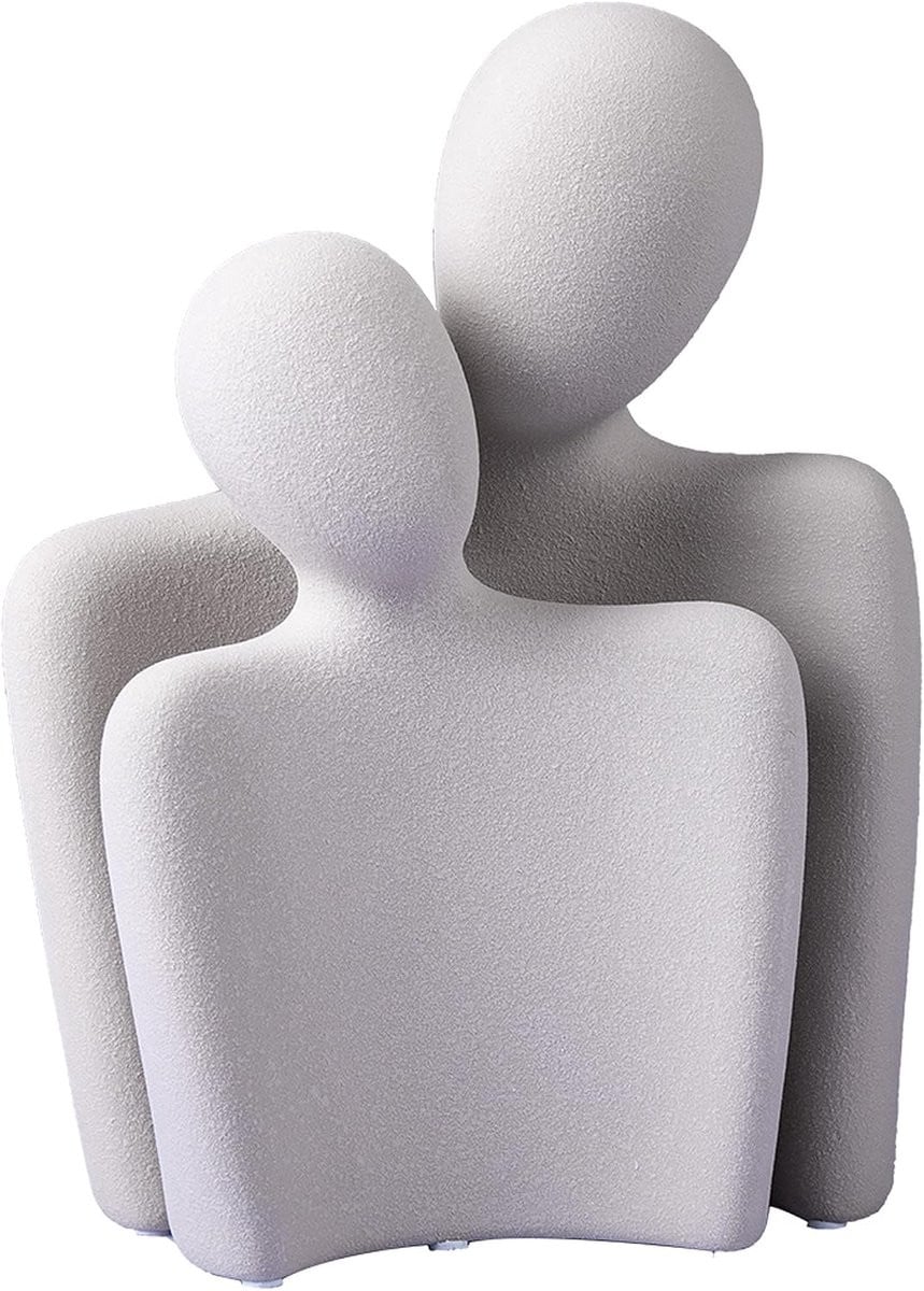 Abstract Beeld Paar - Keramisch Figuur voor Woondecoratie - 14,5 x 20,5 cm