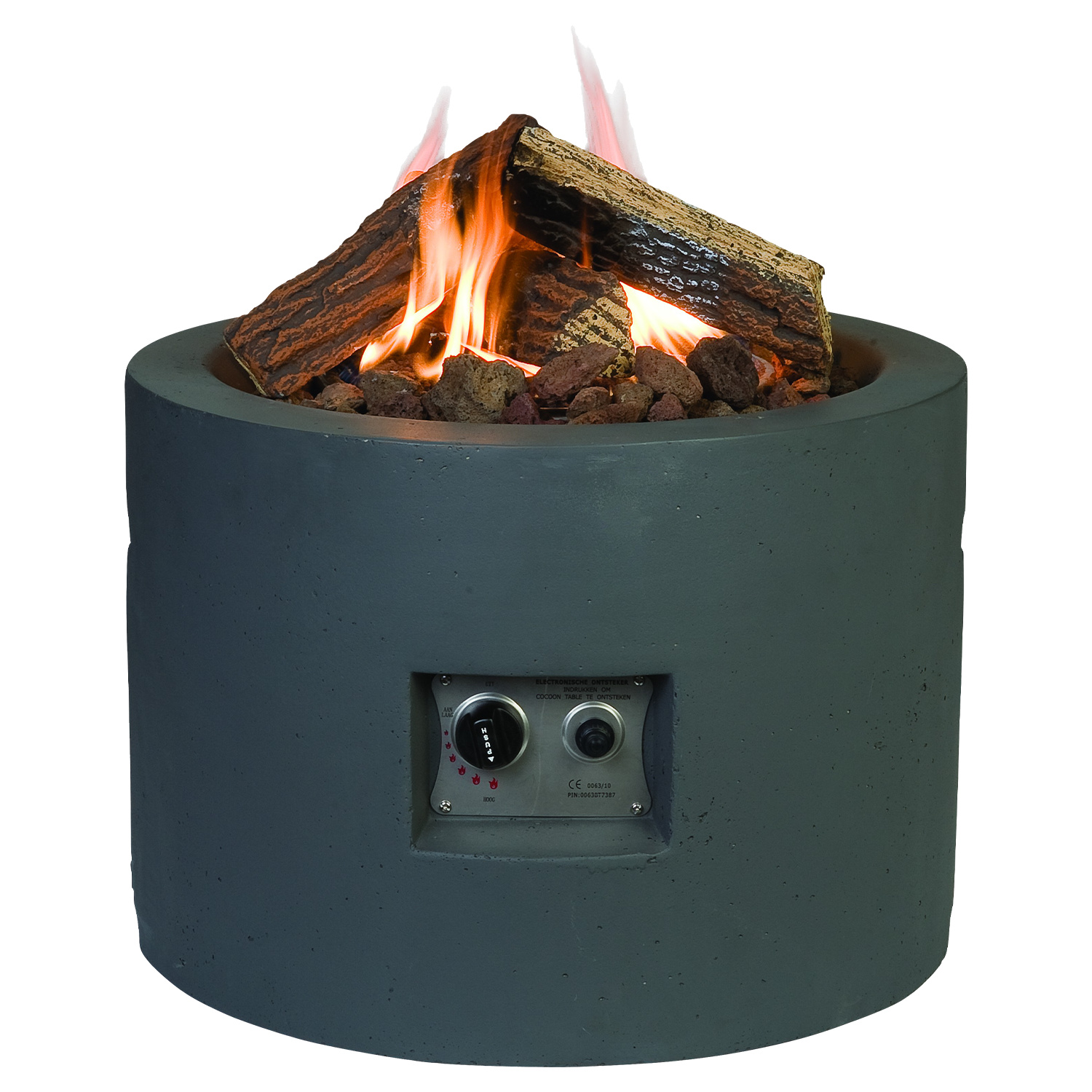 Happy Cocooning Mania Feuertisch rund 19,5 kW grau inkl. 4-teiliges Keramik-Holz