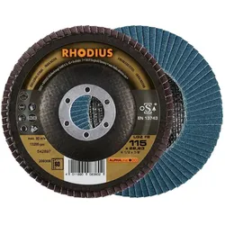 Rhodius, Schleifmittel, ALPHAline LGZ F2 Fächerschleifscheibe 115 x 22,23 mm K60 (60)