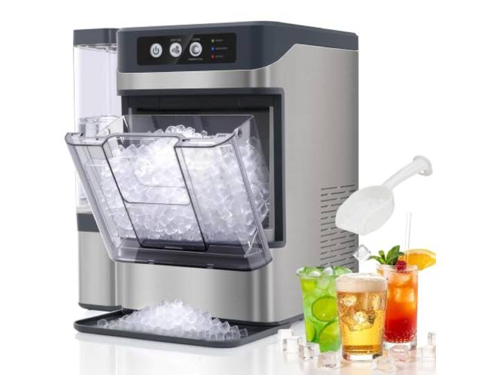 Eiswürfelmaschine 18kg/24h – Nugget-Eis in 6 Min, Crushed Ice, automatische Reinigung, 120W, mit Infrarot-Sensor, energiesparend