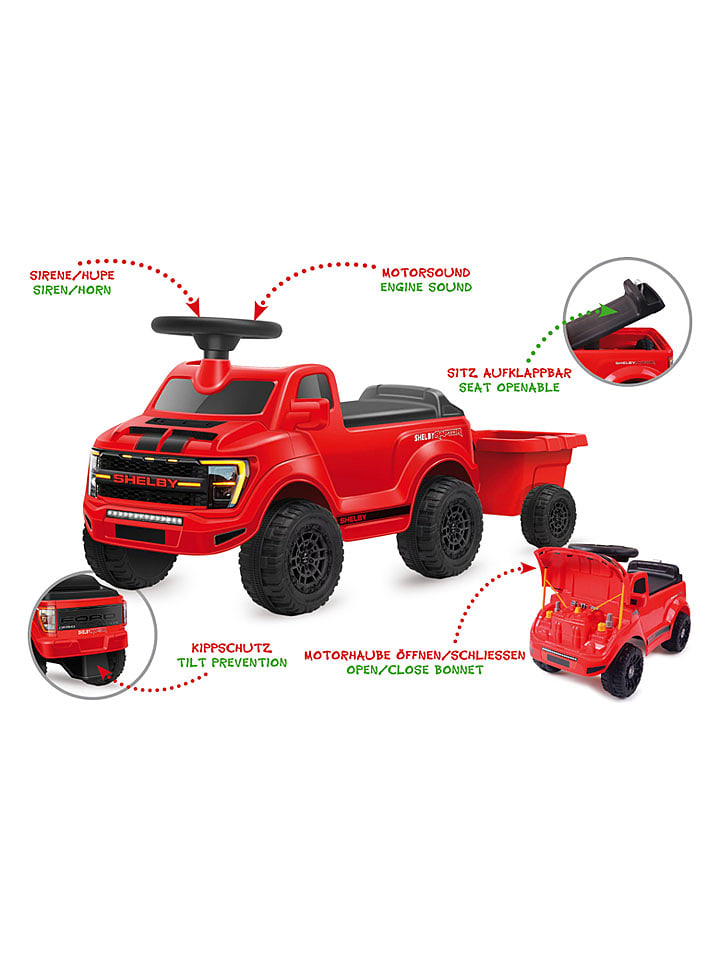 Jamara Rutscher "Shelby Ford F-150 Raptor" mit Anhänger in Rot - ab 18 Monaten - onesize
