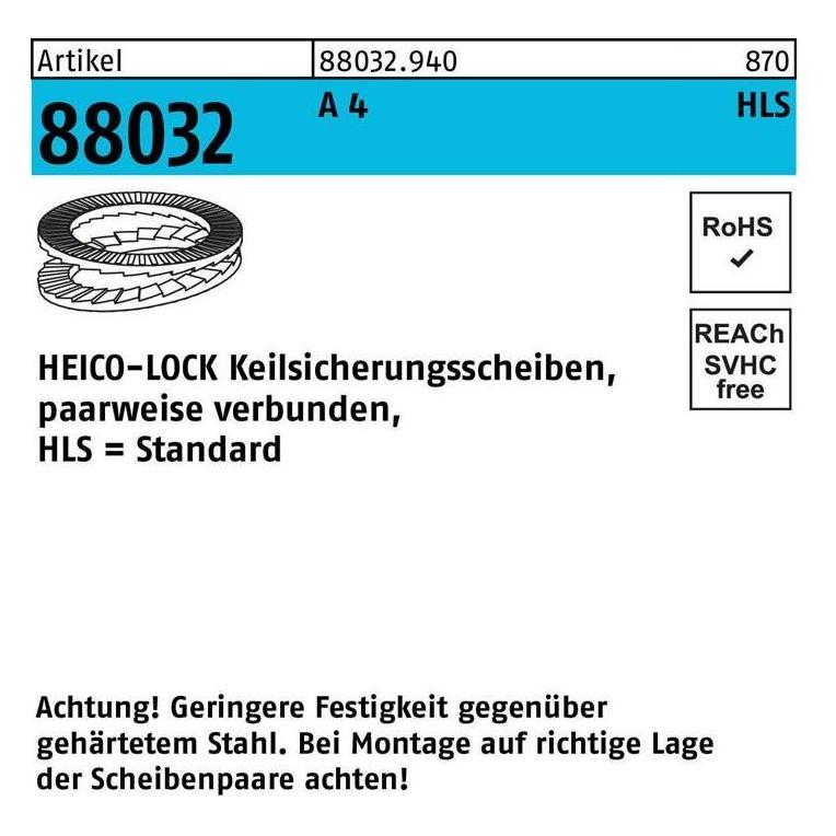 Heico Keilsicherungsscheibe R 88032 HLS- 3S A 4 geklebt (880329400030000)