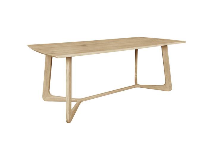 Linea Natura Esstisch, Eiche Bianco, Holz, Eiche, vollmassiv, konisch, 100x75x220 cm, Esszimmer, Tische, Esstische