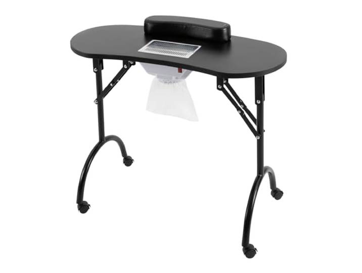 ARBGO Maniküre Tisch, Nageltisch mit Saug, Klappbarer Nageltisch Klappbar, Breite Tischplatte, integrierter Staubsauger, Handgelenkauflage, mit Rollen, Ideal für Nagelstudio, 90*40*72cm
