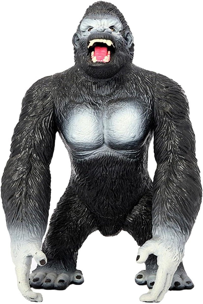 Gorilla Beeldje Aap - Bruin Dierenfiguur voor Decoratie - 18 x 11,2 cm