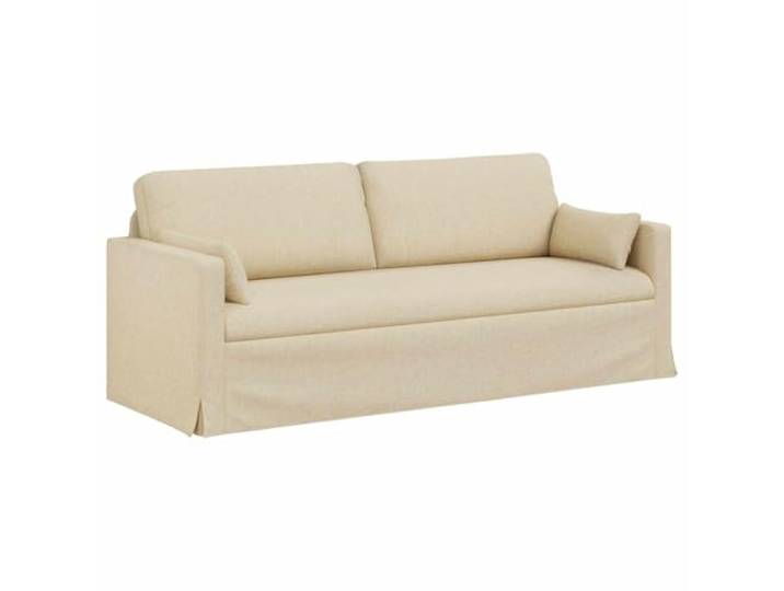 Coespram Dreisitzer Sofa Modular Polstersofa Creme 198x78x80 cm Ergonomische Polsterecke mit stabilem Metallrahmen für Wohnzimmer und Lounge. Flexibel gestaltbar mit Holz-Armlehnen.