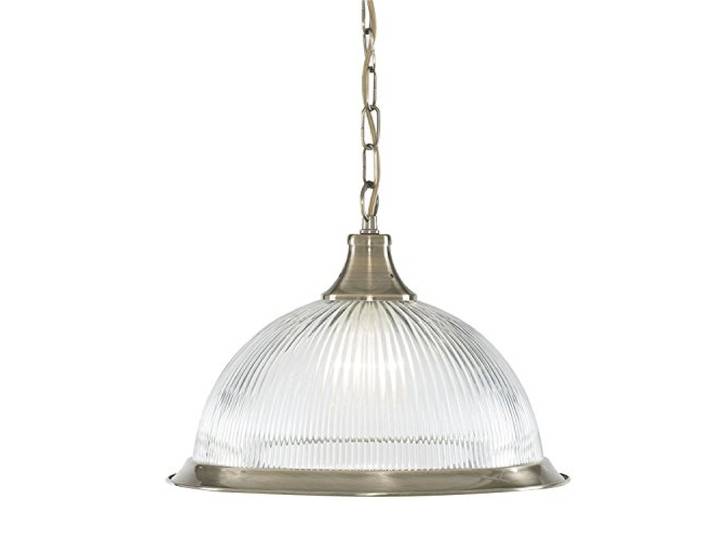 Suspension 1 ampoule American Diner\, en laiton antique et verre