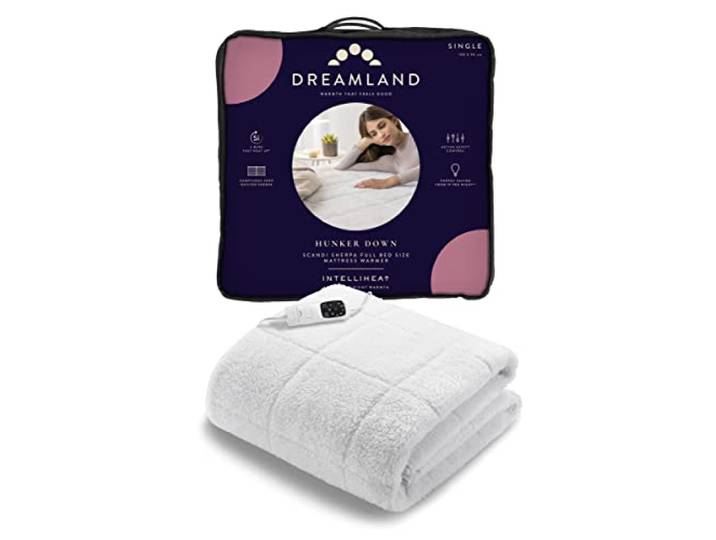 Dreamland Scandi Sur-matelas chauffant électrique en sherpa pour lit simple - Technologie chauffante très rapide Intelliheat+ - Télécommande - 6 réglages de température et minuterie - 190 x 90 cm