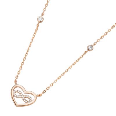 Collier SMART JEWEL "Herz mit Infinity - Zeichen, Zirkonia Steine, Silber 925", rosa (rosé vergoldet), Halsketten, Damen, 45cm, Silber 925 (Sterlingsilber), Collier