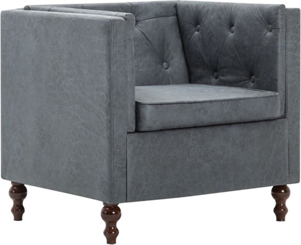 vidaXL Chesterfield Fauteuil - Grijs - Stof