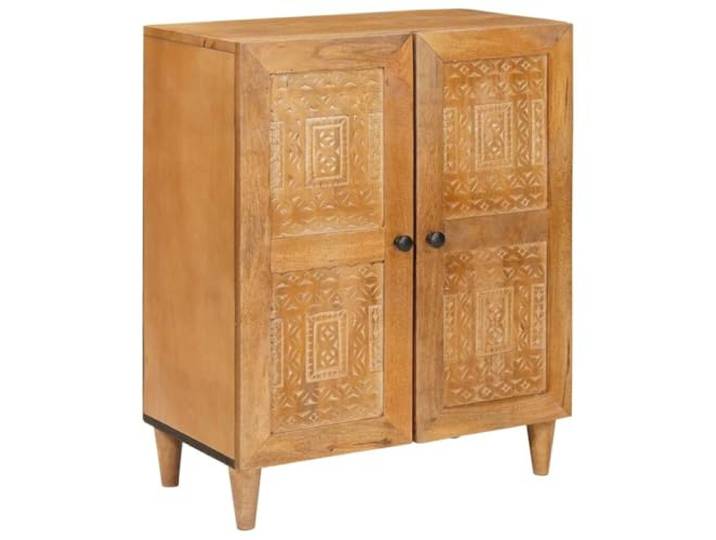 HKTMGDNG Sideboard Massivholz Mangoholz Hellbraun 60x33,5x75 cm Kompakter Kommodenschrank für Flur, Schlafzimmer und Esszimmer mit integrierten Holzregalen und geschlossenen Türen.