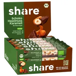 Share Bio Nussriegel »Schoko Haselnuss Karamell« 15 Riegel