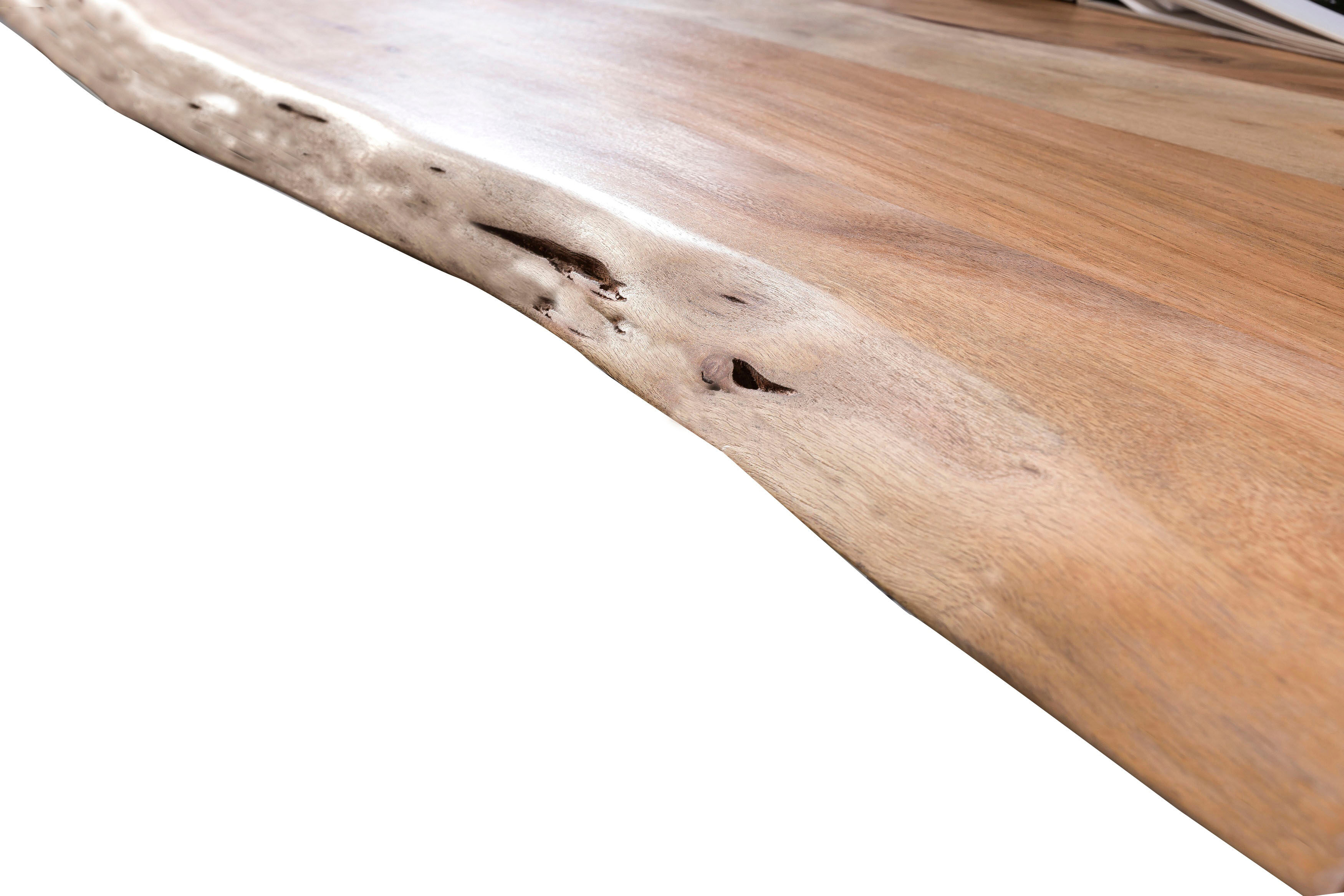 Baumkantentisch SIT "Bursa Akazie Massivholz Esstisch mit Stahl-Kufengestell", braun (natur, antikschwarz, antikschwarz, natur), B:180cm H:76cm T:90cm, Platte Akazie, Gestell Stahl, Tische, Baumkantentisch, Massive Akazie in Naturfarben mit Baumkante & Un