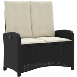 vidaXL Gartenbank Verstellbar mit Kissen Schwarz Poly Rattan