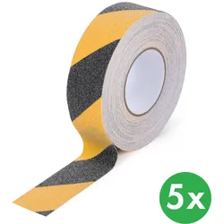 Antirutschband, Grobkorn, 50 mm x 18,3 m, 5 Stk, schwarz-gelb