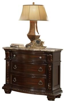 TOSWIN Elegant Solid Wood Bedside Table with Three Antique-Inspired Color Drawers, Ideal for Enhancing Bedroom Decor
