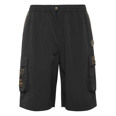 Cargobermudas PLEIN SPORT "Sportshorts", Herren, Gr. XL, US-Größen, schwarz (0294, schwarz, lightgold), Obermaterial: 100% Polyamid, Hosen