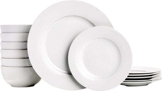 Merkloos 18-delig servies voor 6 personen, wit