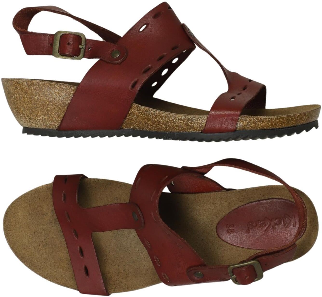 Kickers Damen Sandalen, Rot, Gr. EU 38, Leder - Second Hand