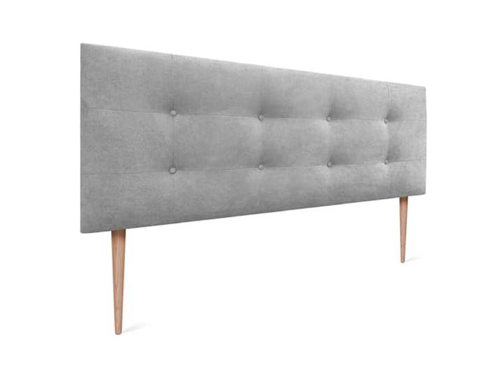 DHOME Kopfteil Capitone gepolstert Kunstleder oder Stoff Acualine mit Kiefer Holzbeine 8cm dick Bett Kopfteile gepolstert gesteppt Capitone Bett Kopfteile (Stoff Grau, 150 (150))