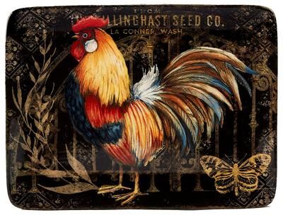 Certified International Gilded Rooster Rectangular Platter