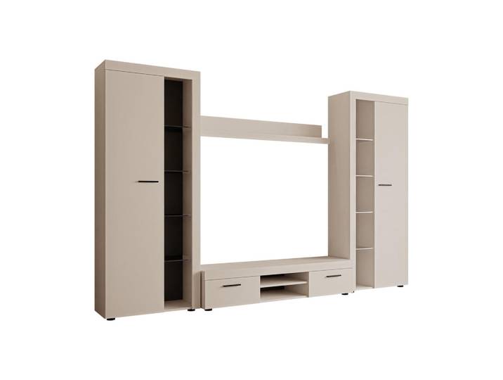 Mirjan24 Wohnwand Rumba XL, Sandfarben, Rechteckig,Rechteckig, 300x190x40 cm, Wohnzimmer, Wohnwände
