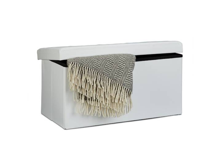 Sitzbank mit Stauraum Kunstleder Weiss