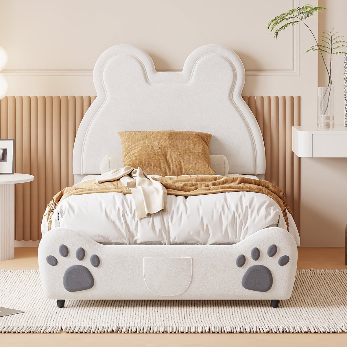 Bärenform AURA LUMEN Gestoffeerd eenpersoonsbed voor kinderen - Wit - 90 x 200 cm
