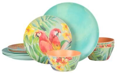 Laurie Gates 12 Piece Melamine Dinnerware Set in Assorted Designs