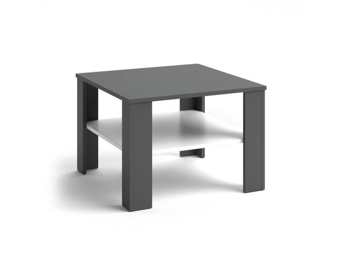 Vicco Couchtisch Homer Weiß/Anthrazit 60 x 60 cm, Weiß, Anthrazit, Holzwerkstoff, 2 Fächer, Quadratisch,Quadratisch, 60x42x60 cm, Wohnzimmer, Wohnzimmertische, Couchtische