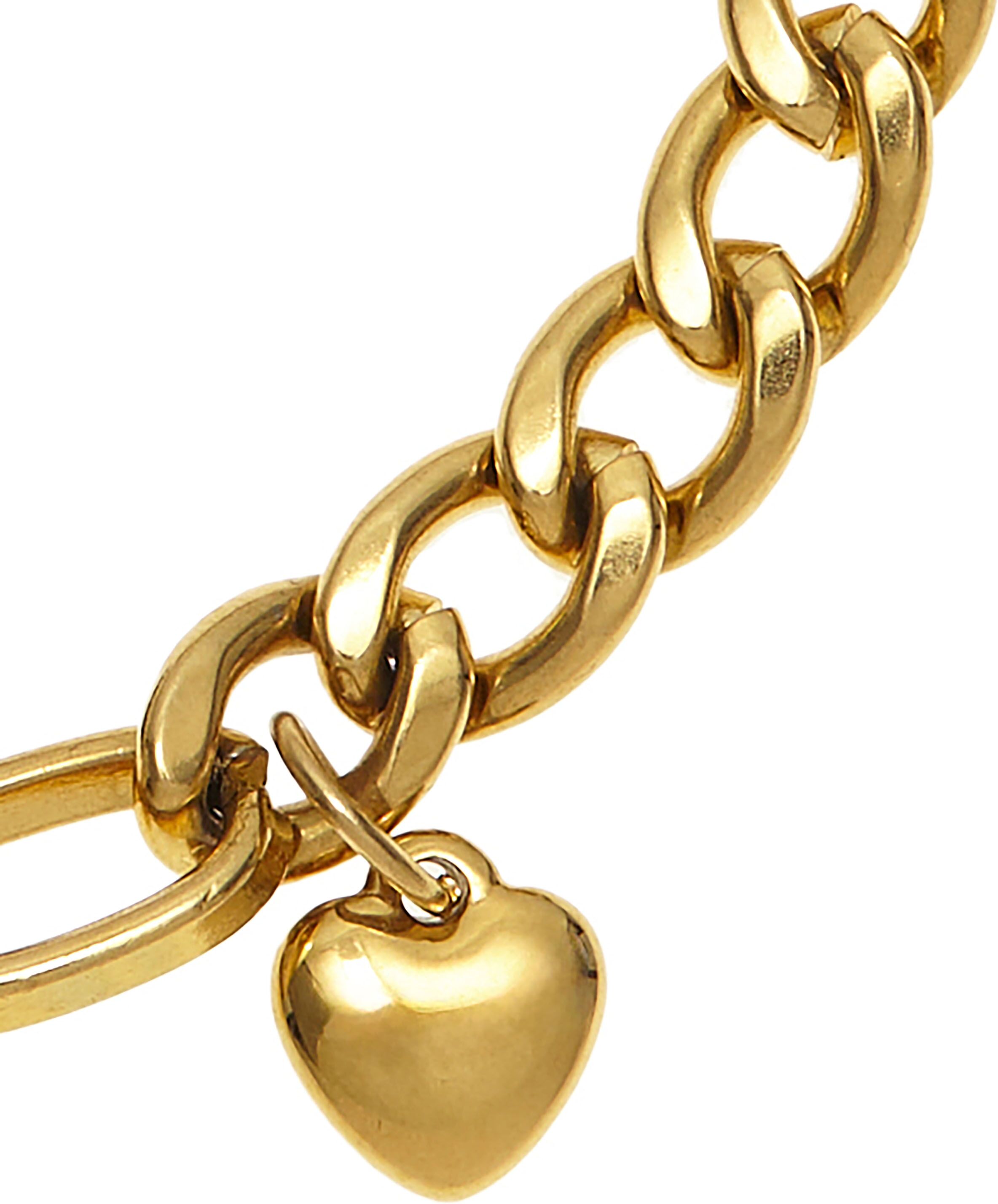 Armband LASCANA "Chunky Armkette", Damen, Gr. Edelstahl, goldfarben, glänzend, Armbänder Armband, Mit Herz Anhänger goldfarben Edelstahl