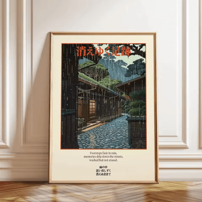 Inspire Picks Tokyo Rainy Night Railway Canvas Print Retro Japanese Cityscape Wall Art Decor 1 20x30cm No Frame