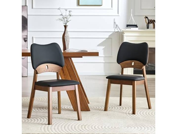 Bellemave Esszimmerstühle 2er Set,Schmetterlingslehne,Rubberwood,Schwarz Ergonomische Schmetterlingslehne,Weiche Kunstlederpolsterung,Rubberwood-Rahmen, Vielseitig Einsetzbar,Einfache Montage.