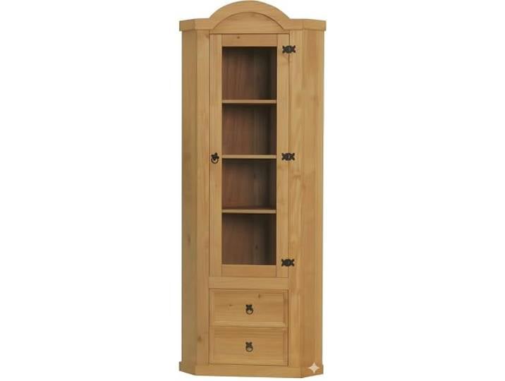 Dynamic24 Hacienda-Look – Eckschrank New Mexico Kiefer massiv Natur – B57xH 200xT 51cm – 2 Schublade(n) – Massive Kiefer – Farbe Natur – Hacienda-Stil – wärmender Massivholz-Look fürs Zuhause