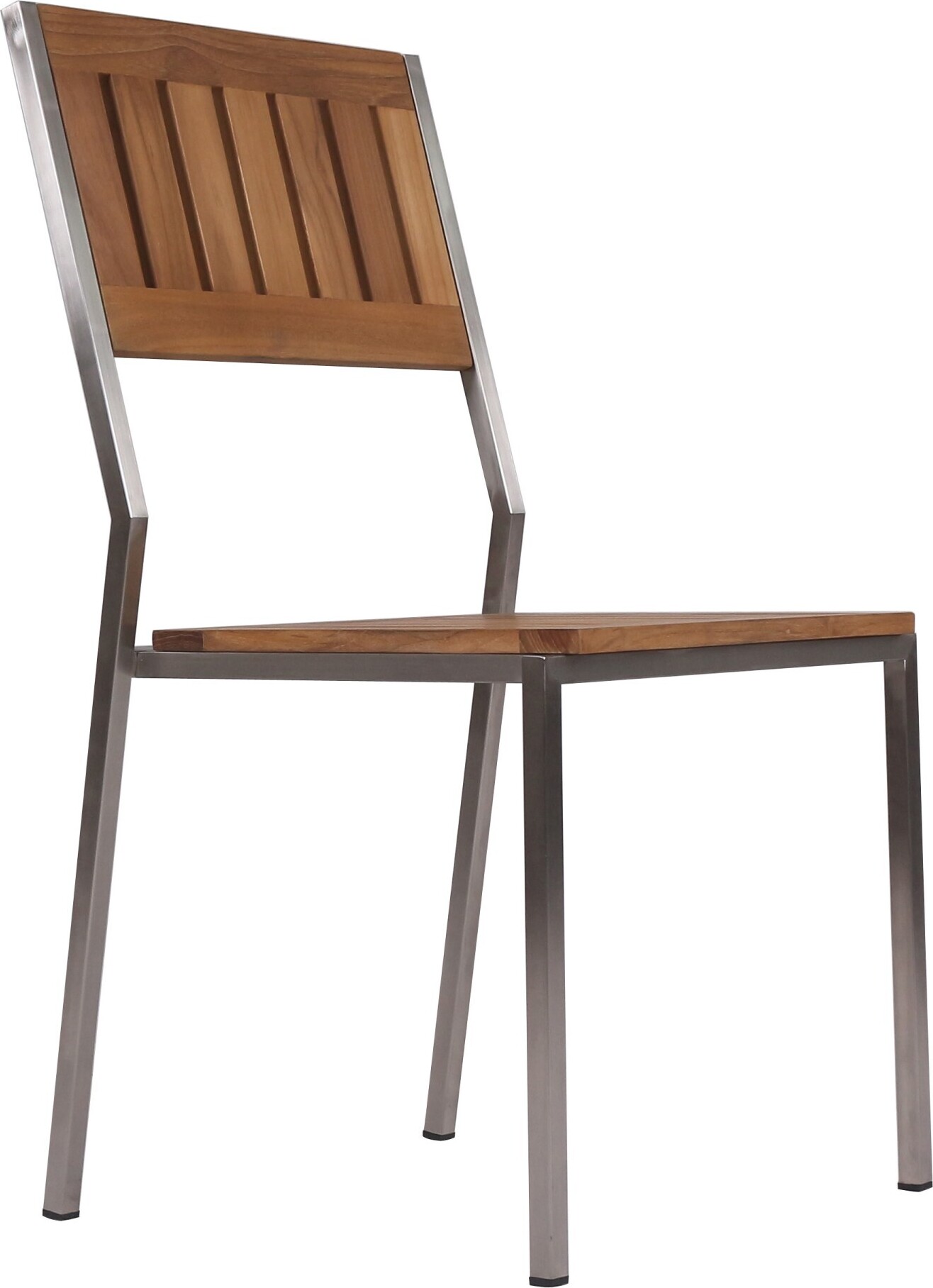 Teako Design Stapelstuhl 2er-Set Teakholz Edelstahl 48x48x90 cm