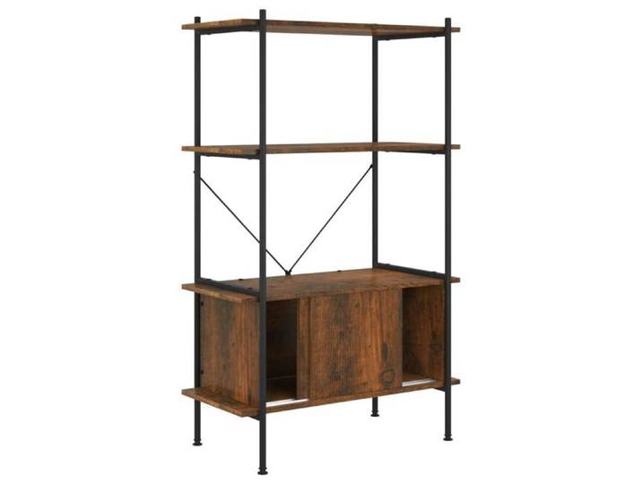 Bibliothèque - Brun - Étagère à 4 niveaux - pour salon - armoire 80x40x130cm Acier bois d'ingénierie B4720