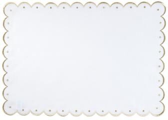 Saro Scalloped Embroidered Placemats (Set of 4) - Elegant Placemats for Weddings, Formal Dining and Special Occasions