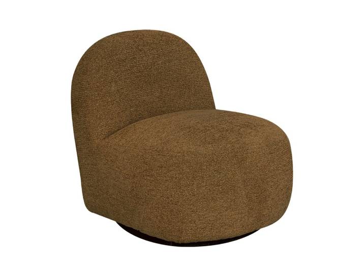 Fauteuil pivotant en tissu chenille côtelé - marron chiné