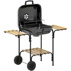 HOLZKOHLEGRILL Stahl Tannenholz Schwarz