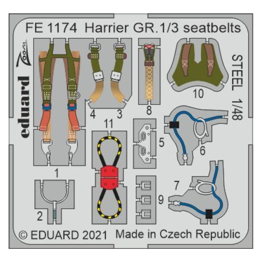 Eduard Harrier GR.1/3 seatbelts STEEL 1/48 for KINETIC (FE1174)